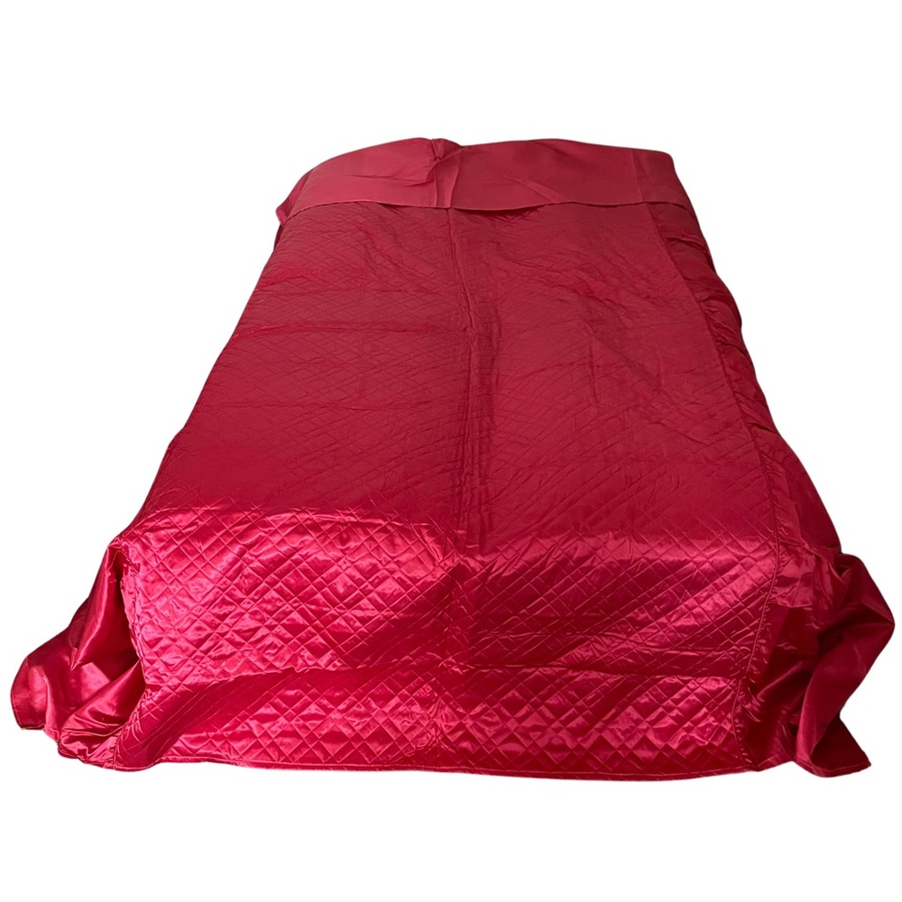 Vintage Red Twin Bed Coverlet Bedspread Linen - Rococo Style - Cherry - 1940’s
